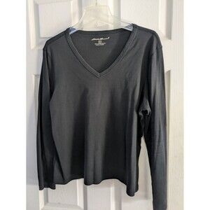 Eddie Bauer Long Sleeve T Shirt Size Womens XL Black  Cotton